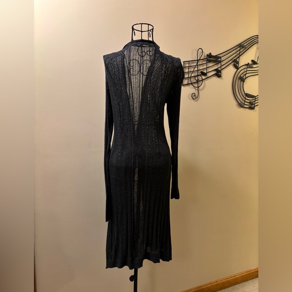 Beldini Charcoal Long Sleeve Open Front sweater - Picture 3 of 5